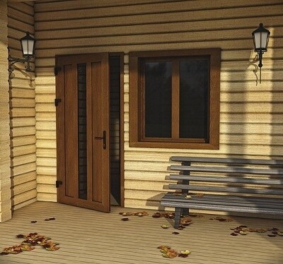 Uși din lemn de mahon (roșu)